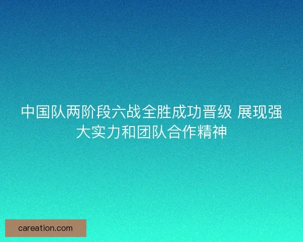 中国队两阶段六战全胜成功晋级 展现强大实力和团队合作精神